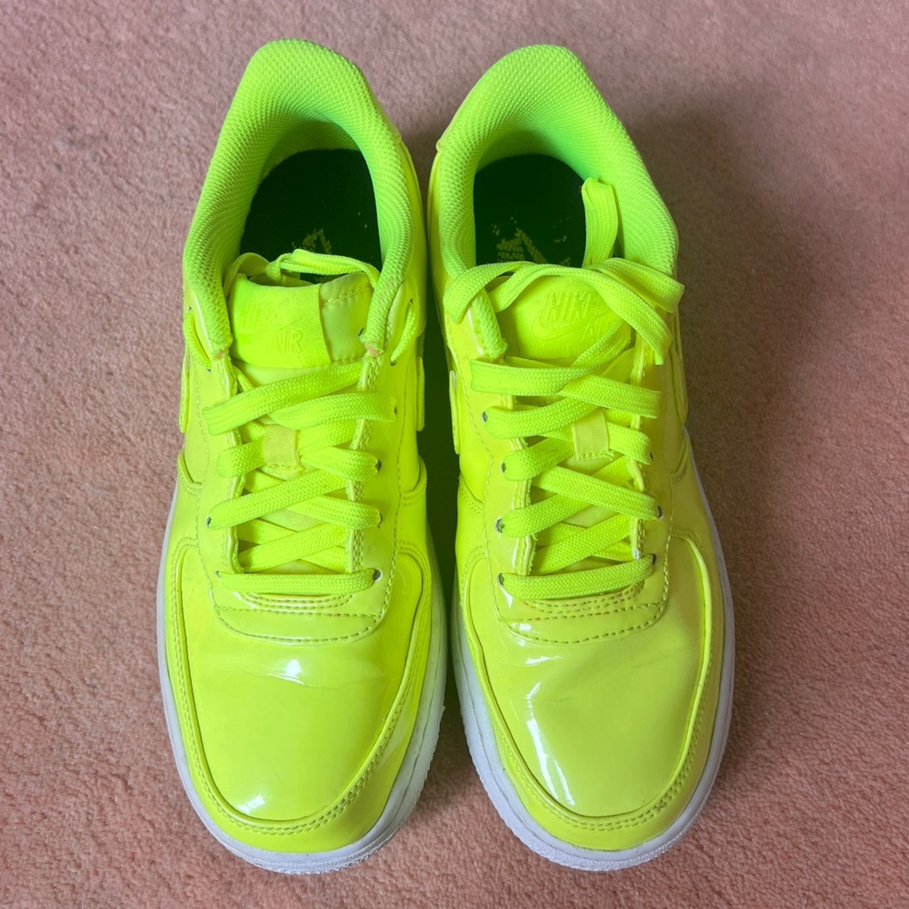Neon green Nike Air Force ones